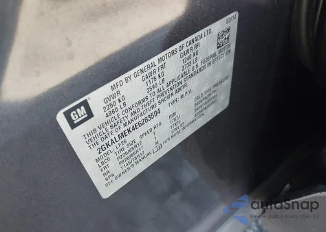2014 GMC Terrain Sle from USA, damaged, VIN 2GKALMEK4E6283504